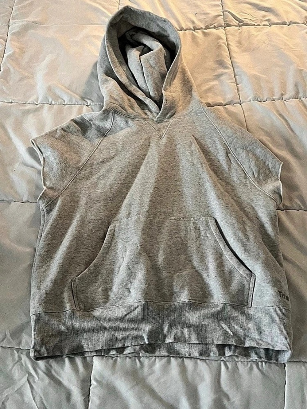 Tna Cozy Fleece Boyfriend Gray Sleeveless Hoodie Size Medium